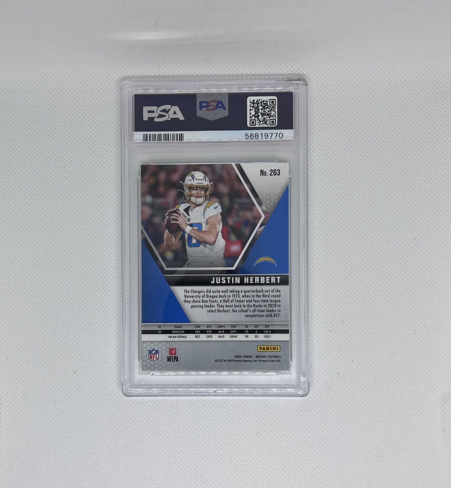 2020 Panini Mosaic NFL Debut Rookie #263 Justin Herbert LA Chargers PSA 9