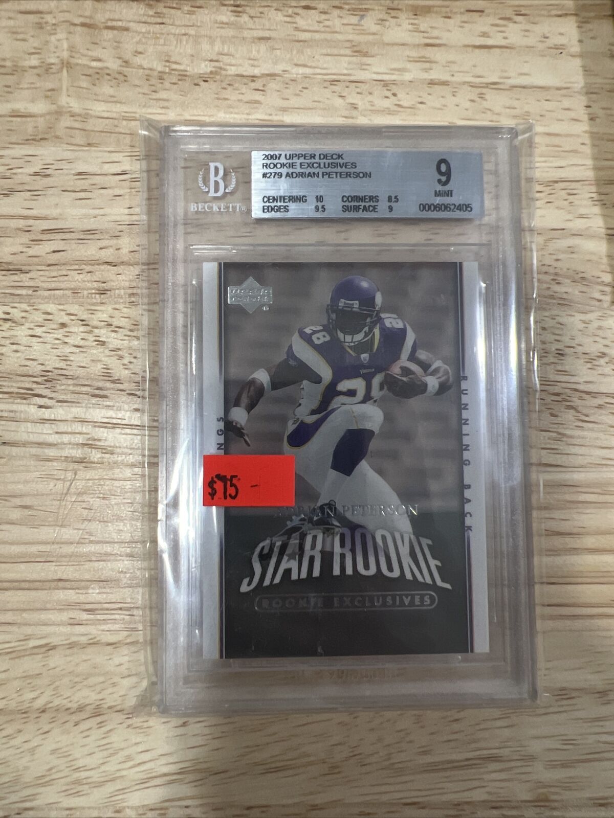 Adrian Peterson 2007 Upper Deck ROOKIE EXCLUSIVES #279 BGS 9 Mint