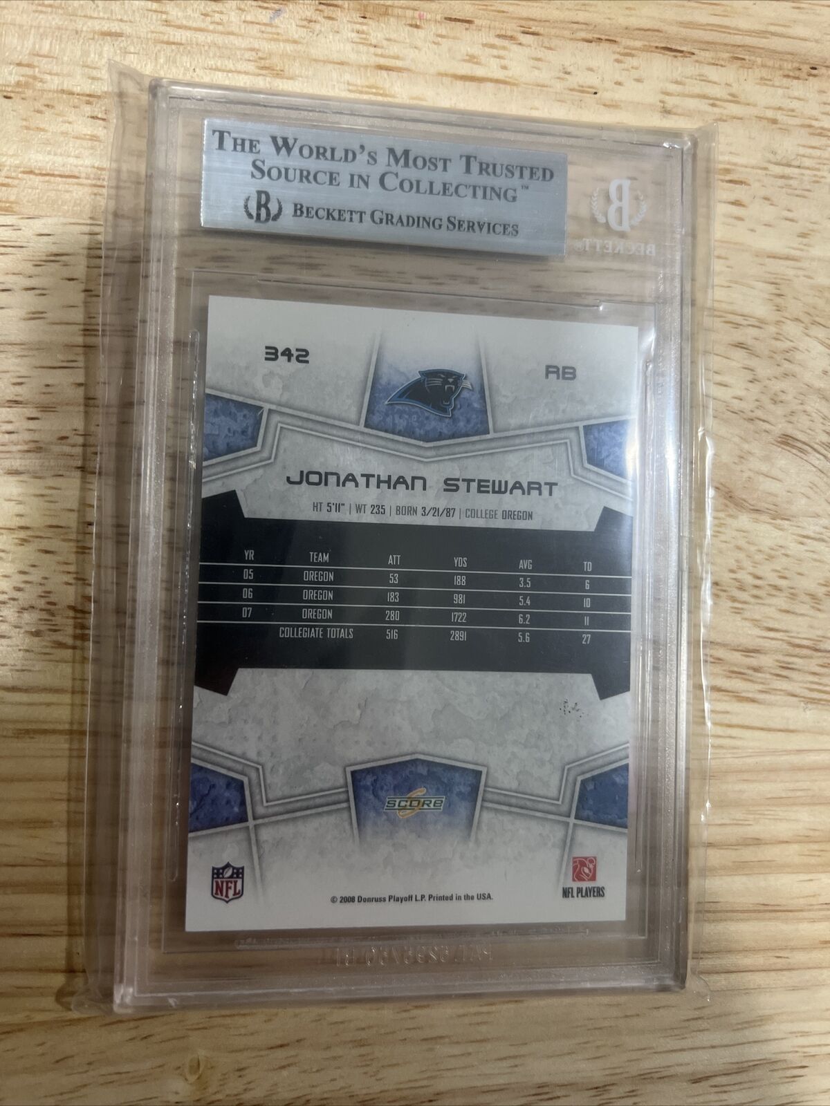 2008 Score Jonathan Stewart BGS 9