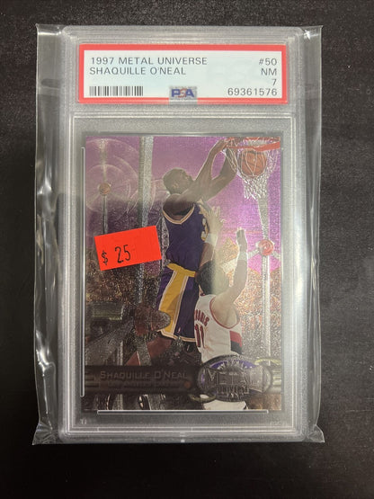 1997-98 Fleet Metal Universe Shaquille O'Neal #50 Los Angeles Lakers PSA 7