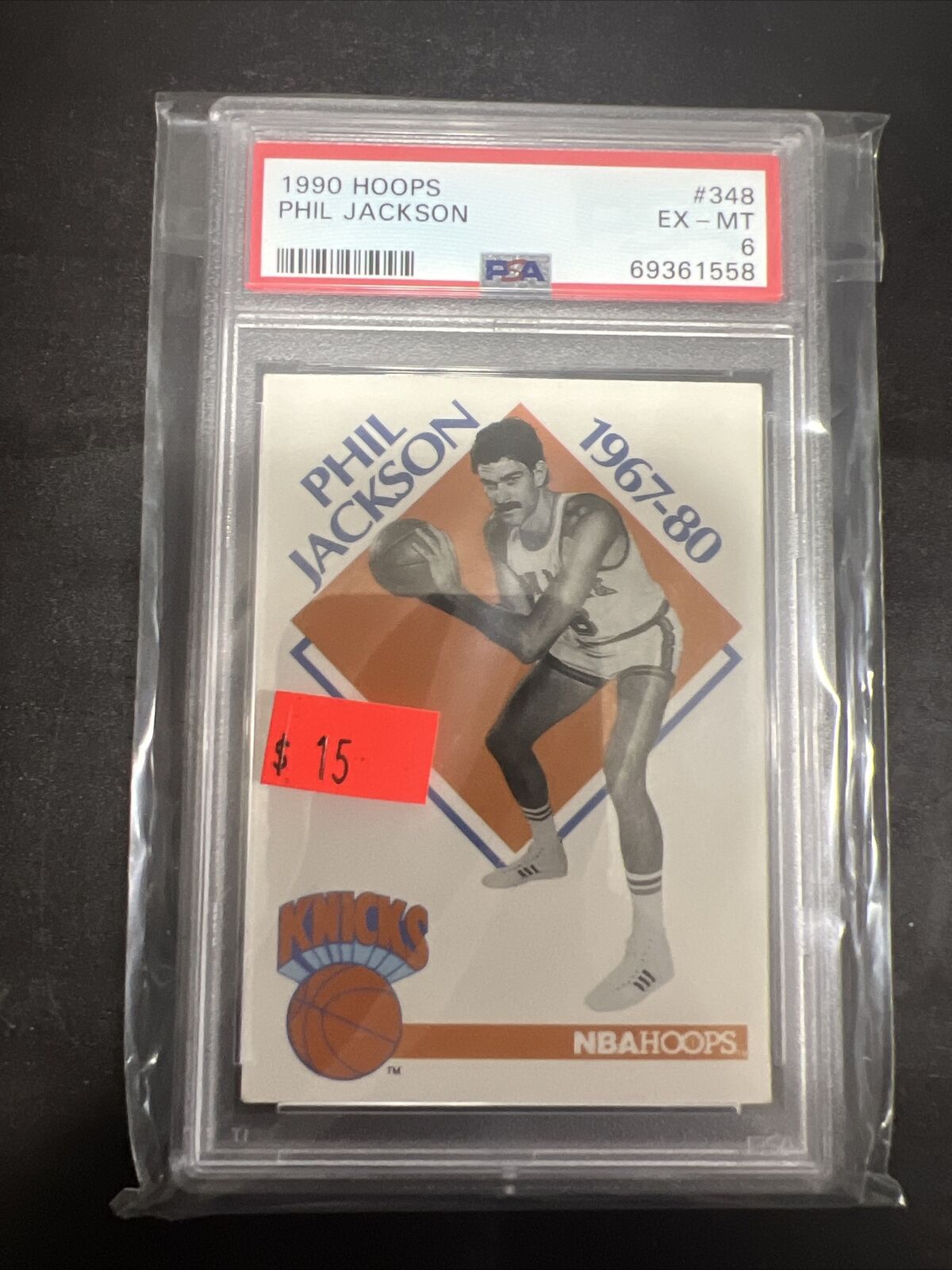 1990 nba hoops phil jackson 348 PSA 6