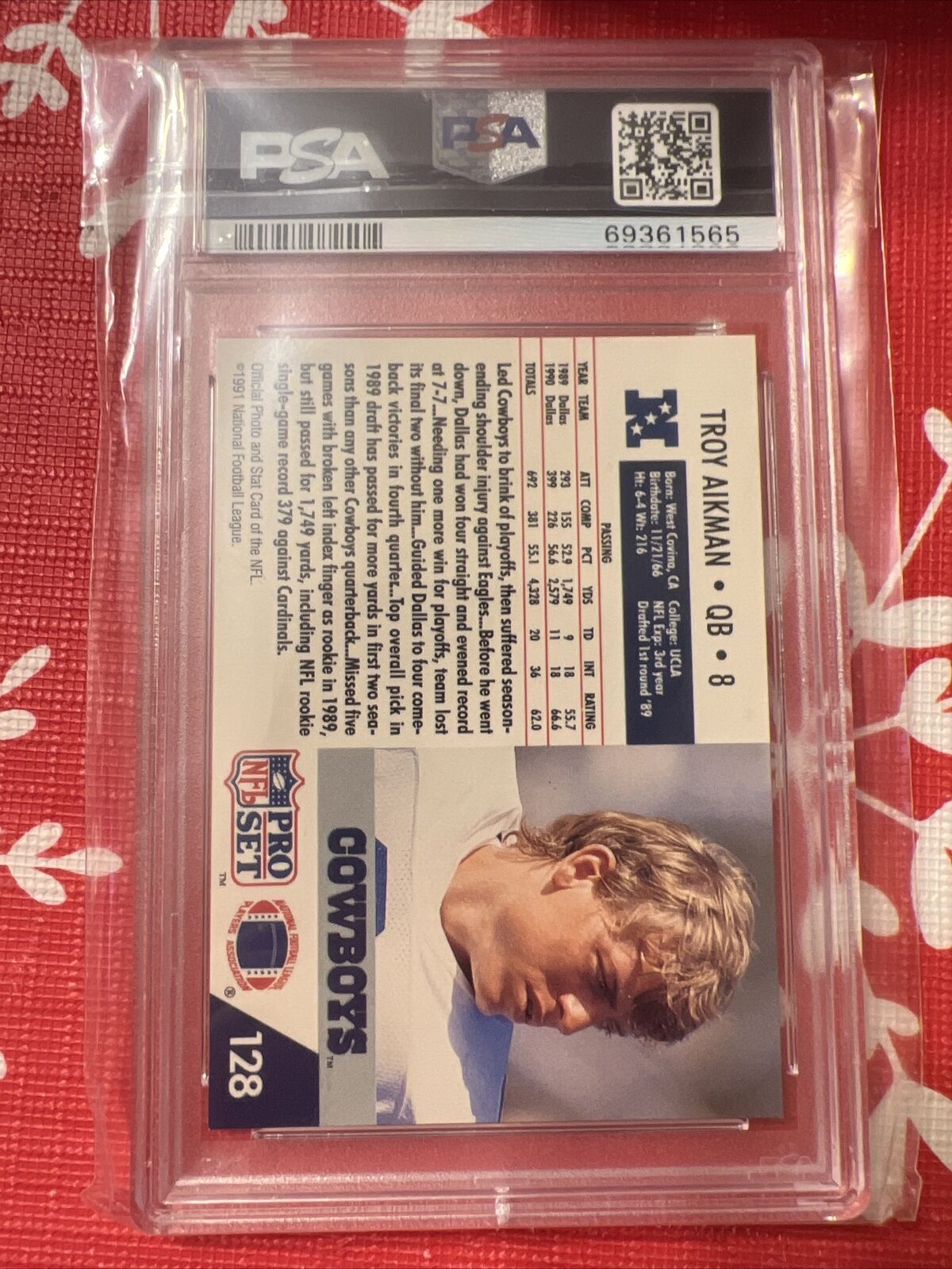 1991 pro set troy aikmen psa 7